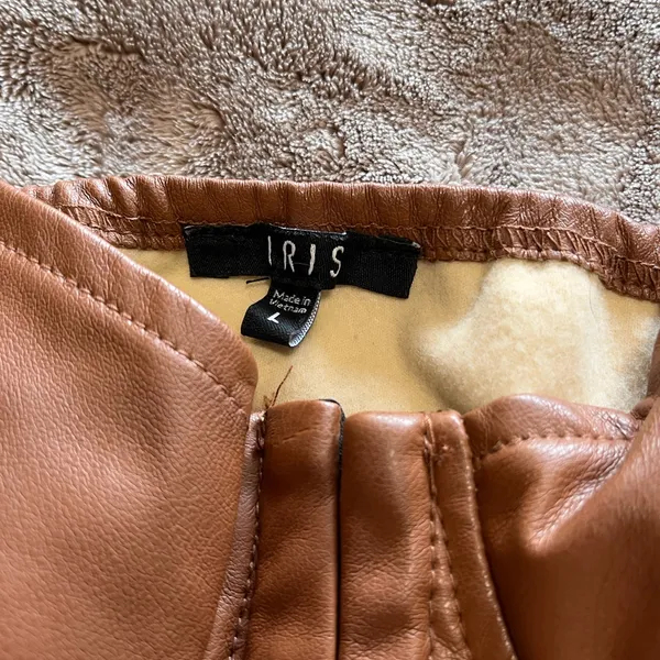IRIS Vegan Brown Leather Vintage Corset Crop Tank Top Women’s Sz L EUC - Image 3