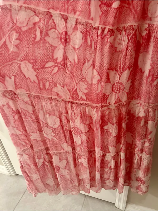 Chaudry Smocked Strapless Floral Maxi Dress in Pink - Image 4