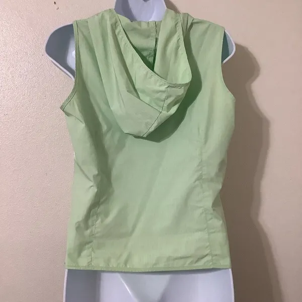 Y2K Green Workout Top S Hooded Sporty Tennis Prep Preppy Full Zip 2000s‎ - Image 2