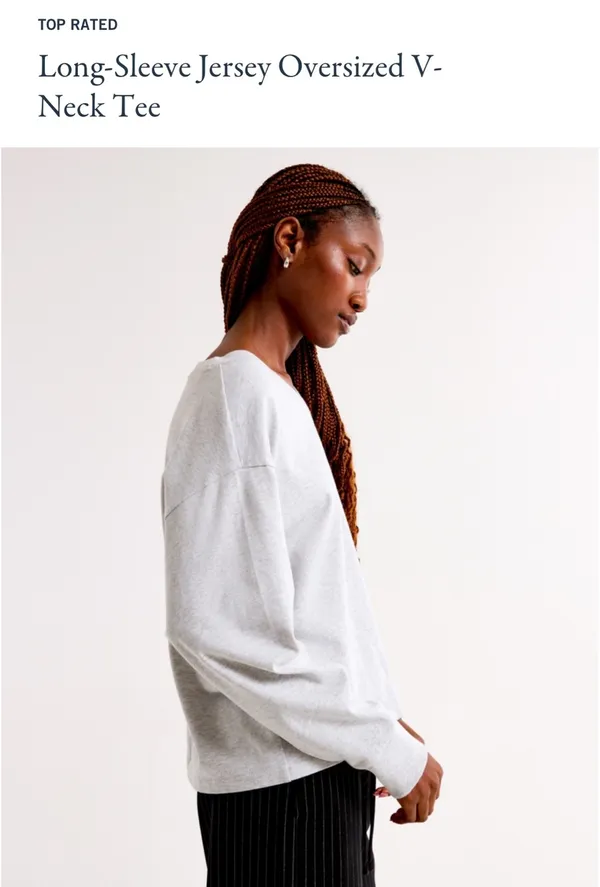 Abercrombie Long Sleeve Oversized Jersey V Neck Tee - Image 2