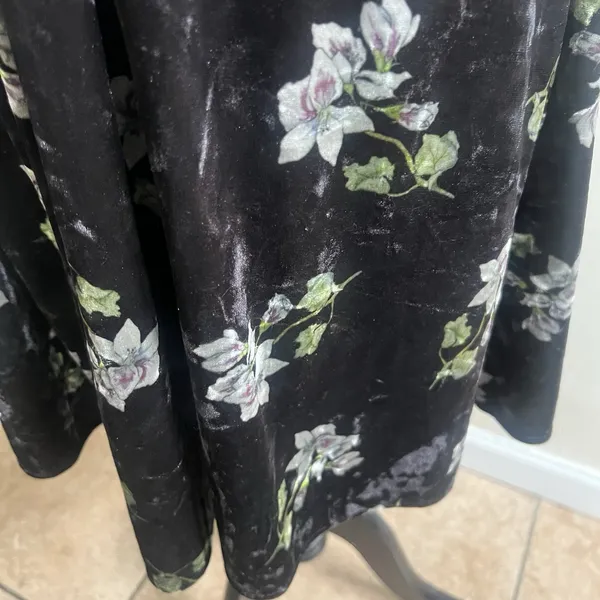 Hutch Velvet Floral Mini Dress Smocked Black Size Large Romantic Milkmaid - Image 8