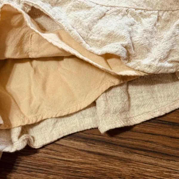 Abercrombie & Fitch Pull On Linen Blend Ruffle Drawstring Shorts Cream Beige M - Image 5