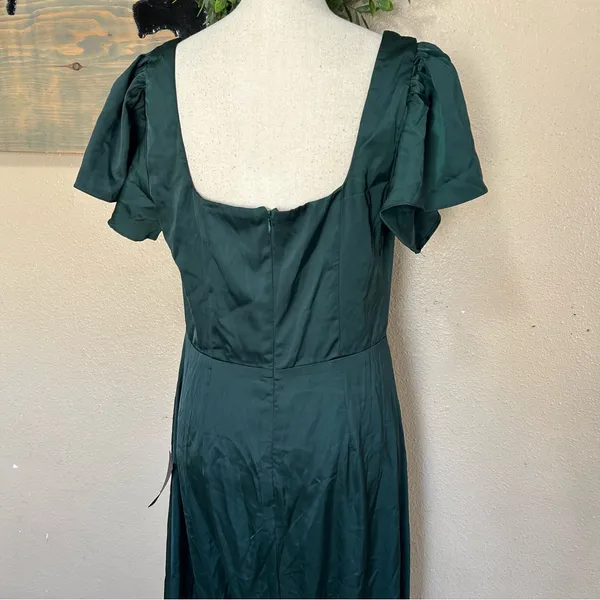 Lulus Ultimate Sweetness Emerald Green Satin Flutter Sleeve Maxi Dress - Image 6
