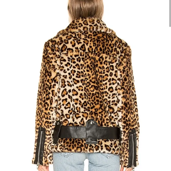Blank NYC Note To Self Animal Print Faux Fur Jacket XS NEW Tags Mob wife - Image 2