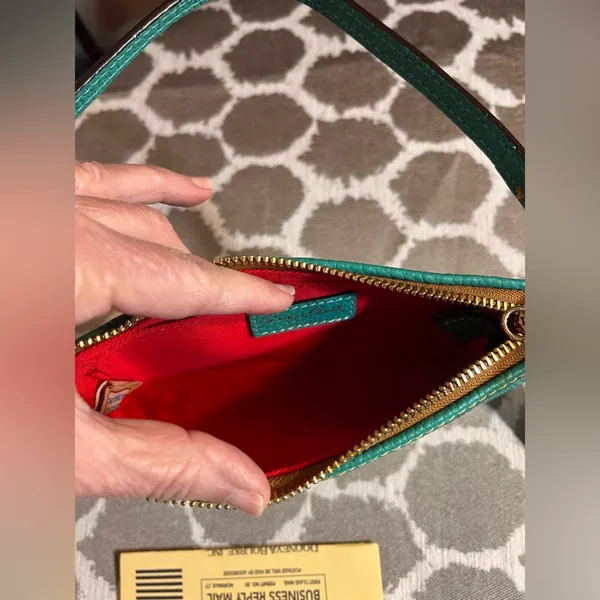 Dooney & Bourke NWT Turquoise Leather Mini Shoulder or Wristlet Bag summer fun - Image 9