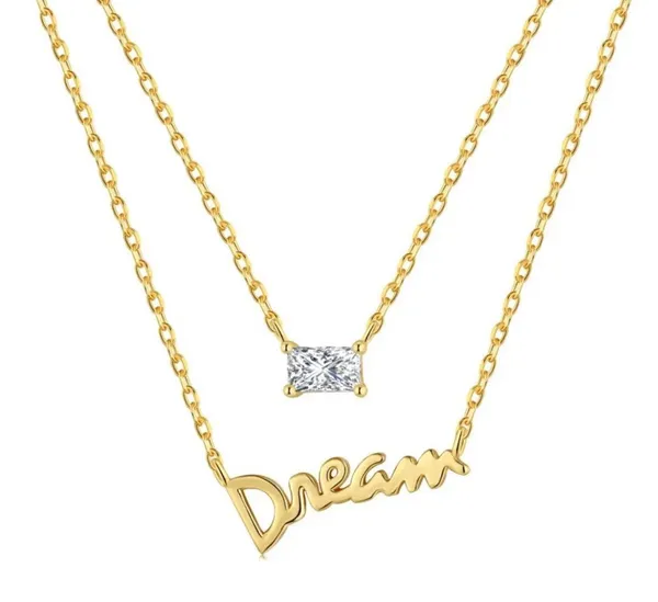 14k gold plated over silver double chain and pendants necklace dream minimalist 925 Sterling silver - Image 5
