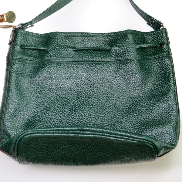 1980s Vintage Dooney & Bourke Forrest Green Leather Drawstring Crossbody Bag - Image 3
