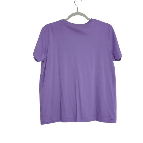 Ralph Lauren Sport Women's Large Purple V-Neck Cotton T-Shirt Green Pony Logo - Image 5