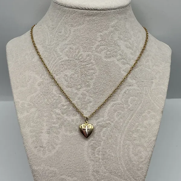 Vintage Cross Heart Locket Necklace - Image 2