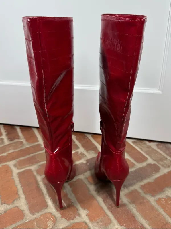 Steve Madden Nitro Red Eel Knee High Boots Size 7.5 Party Night Out Fun Sexy - Image 4