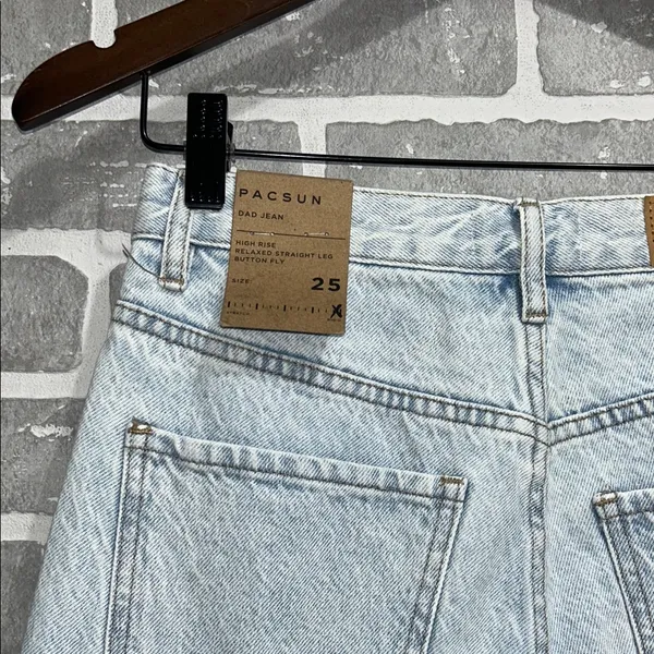PacSun High Rise Dad Jeans Light Wash Straight Leg 90s Model Off Duty Siz 25 NWT - Image 6