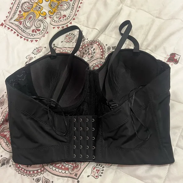 Rhinestone Black Beaded corset Bustier Top Size L - Image 2