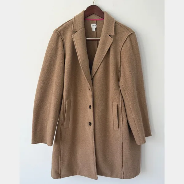 J Crew Factory Women's Boiled Wool-Blend Camel Longline Topcoat Size‎ 20 - Image 2