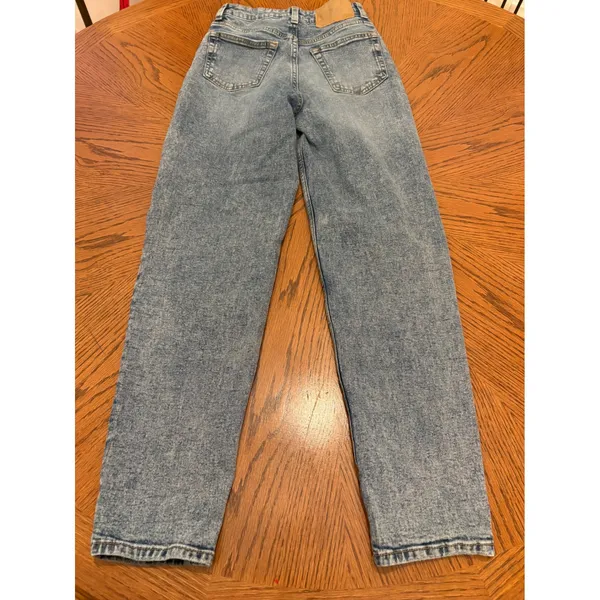 H&M Divided Straight Leg Jeans Women 0 Blue High Waisted Denim Medium Wash - Image 5