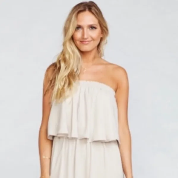 NWT Show Me Your Mumu Hacienda Maxi Dress SMALL Show Me The Ring Crisp beige - Image 5