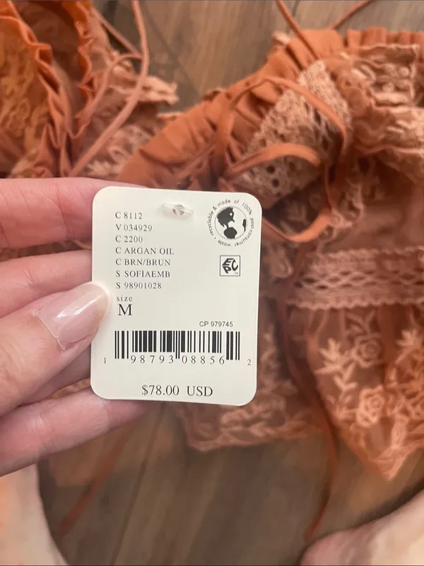Free People Sofia Embroidered Tank- size Medium - Image 3