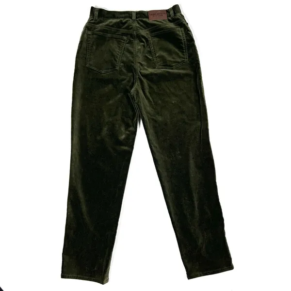 Ralph Lauren Jeans Women's Luxe Velvet Pants Olive Green Stretch Straight Leg 10 - Image 4