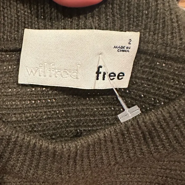 Wilfred Free Lolan Olive Green Merino Wool Cropped Dolman Sleeve Sweater Top 2 - Image 5