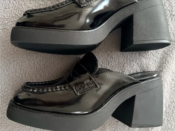 wild fable Black Patent Leather Chunky Block Heel Mules Size 8 - Image 4