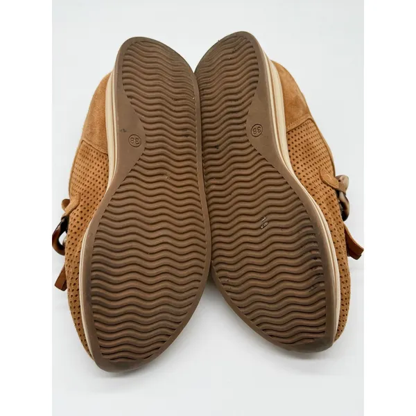 Softwaves Cadie Platform Suede Loafers Womens 38 Tan Chain Wedge Shoes 7-7.5 - Image 9