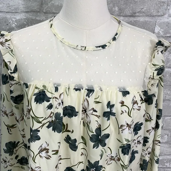 English Factory Floral Blouse - Cream and Green - Image 2