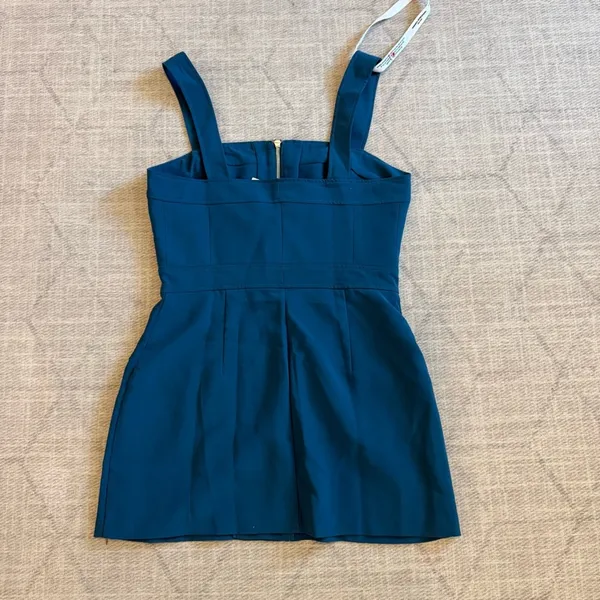 Amanda Uprichard Gage Zip Front Romper Mallard Blue L NWT - Image 3