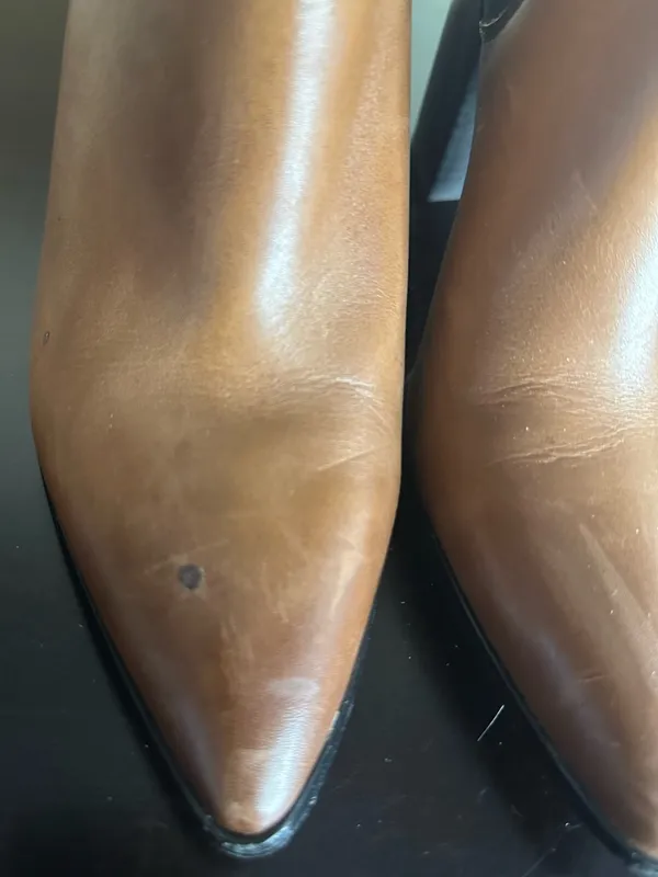 Steve Madden “Knoxi” Cognac Brown Leather Block Heel Chelsea Booties - Image 6