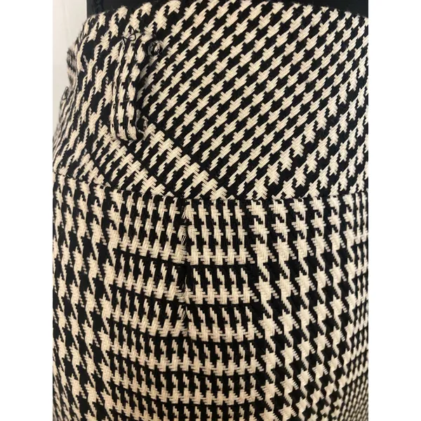 Evan Picone Classic Tailored Black White Houndstooth Plaid Midi Skirt Sze 10 Timeless Career - Image 9