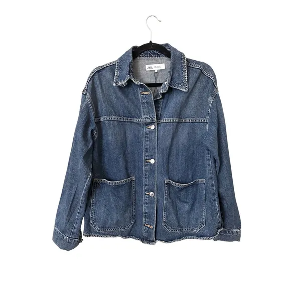 ZARA Denim Oversized Overshirt w Pockets Small - Image 3