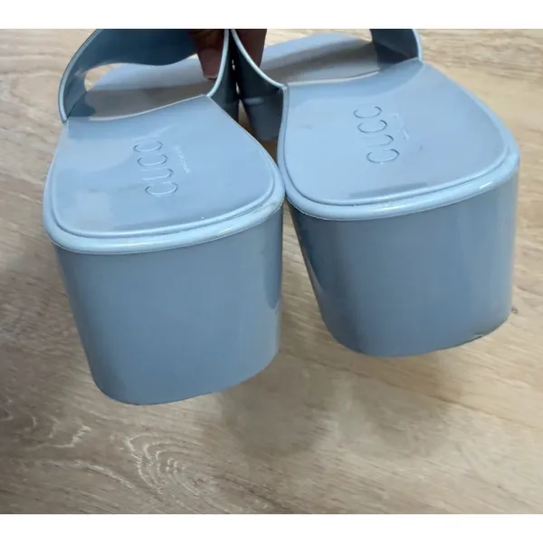 Gucci Jelly Mules Rubber Slides Chunky Blue Y2K Size 38 Resort Beach Luxury - Image 5