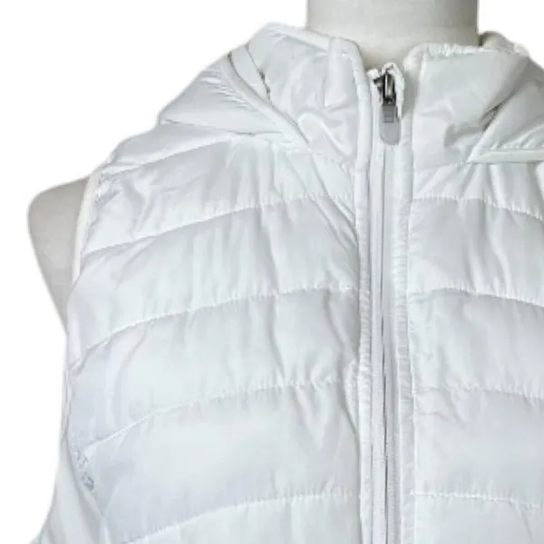 Tangerine Vest White Quilted Puffer Full Zip Hooded Zip Front Women’s Size Large - Image 10