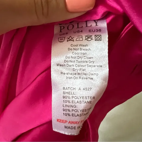 Oh Polly satin hot pink bodycon dress mini chains sleeveless size 4 - Image 2