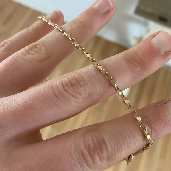 Loft rose gold long chain with small tassels and beads - Image 4