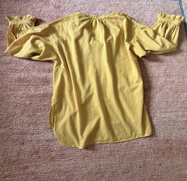 Jade Women’s M Mustard Yellow Ruffle Neck Textured Blouse - Image 8
