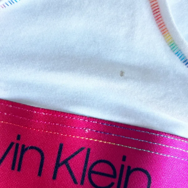 NWT Calvin Klein White Rainbow Trim Racerback Pride Bralette‎ Sports Bra Size S - Image 5