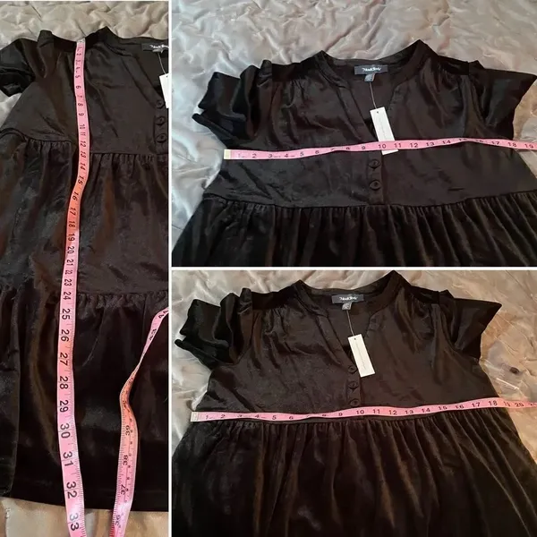 Modcloth Levels Of Levity Tiered Velvet Babydoll Dress Shift Black S NWT - Image 9