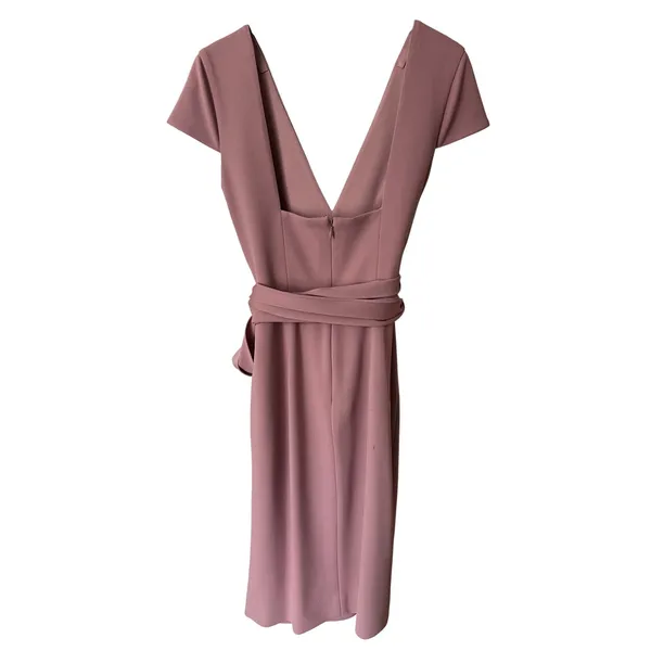 Dress the Population Dana Dress XS Blush Pink V-Neck Sheath Cocktail‎ Wrap Waist - Image 3
