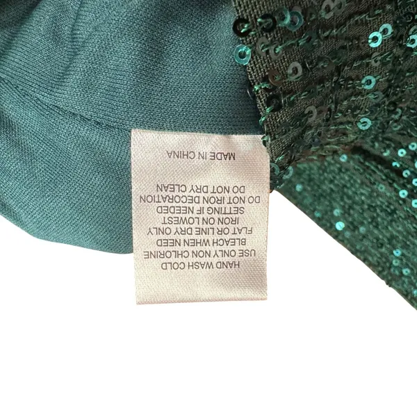 Crystal Doll Sequin V-Neck‎ Spaghetti Strap Lined Mini Dress Green 0 Festive Party Club Rave - Image 6