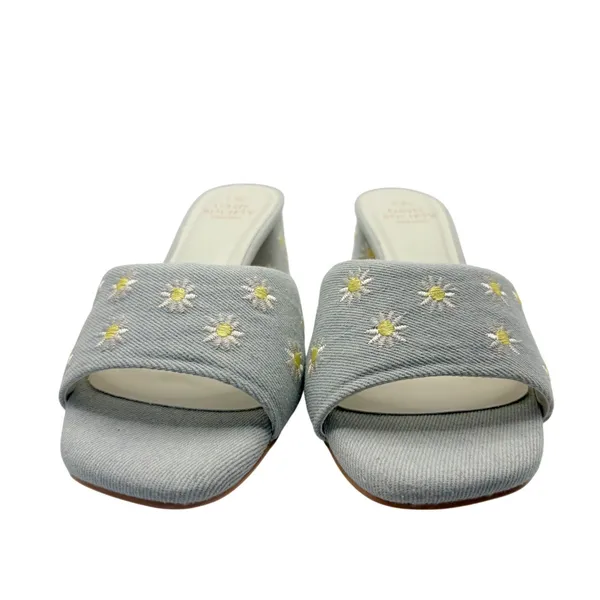 Oasis‎ Society Altar'd State Olive Denim Daisy Embroidered Mules Sandals New 7.5 - Image 7