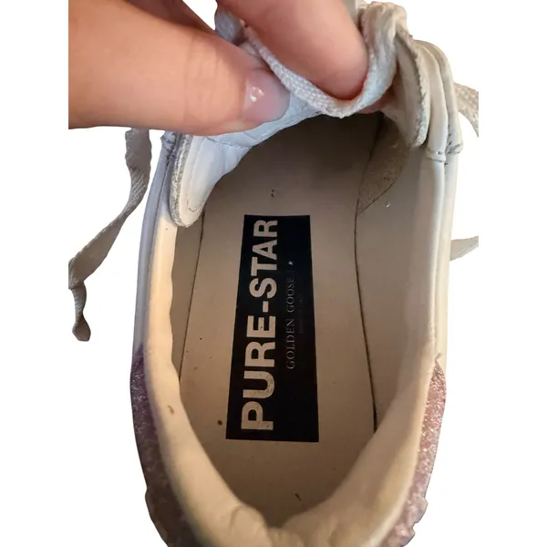 Golden Goose Pure Star‎ White Leather Pink Glitter Sneakers Luxury size 37 - Image 6