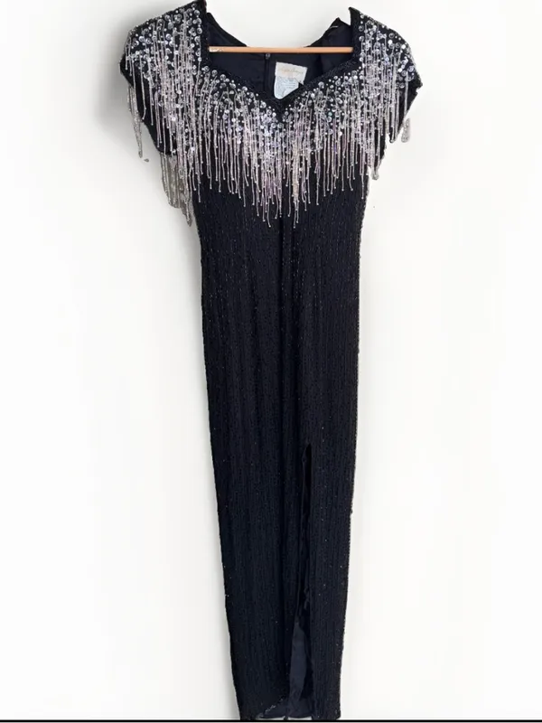 Alyce Designs Cascading Beads Formal Maxi Dress Gown 8 - Image 11