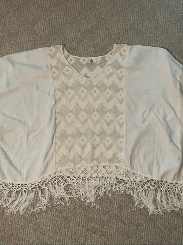 Anthropologie Cream Crochet Fringe Swim Coverup - Image 4