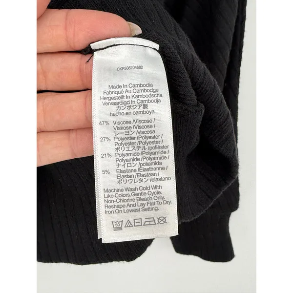 Madewell Mockneck Dolman Sleeve Rib Knit Top Black Long Sleeve Pullover XXS NWT - Image 7