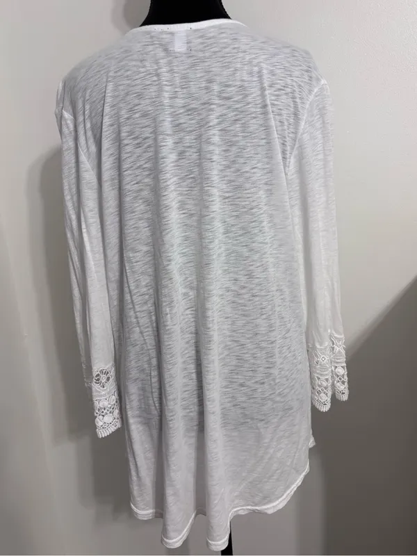 Saks Fifth Avenue women’s white crochet tunic size Large romantic cottagecore - Image 6