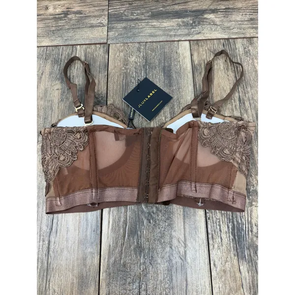 JLUXLABEL Chocolate Brown Lace Bustier Top TJL10285EL Small NWT - Image 3