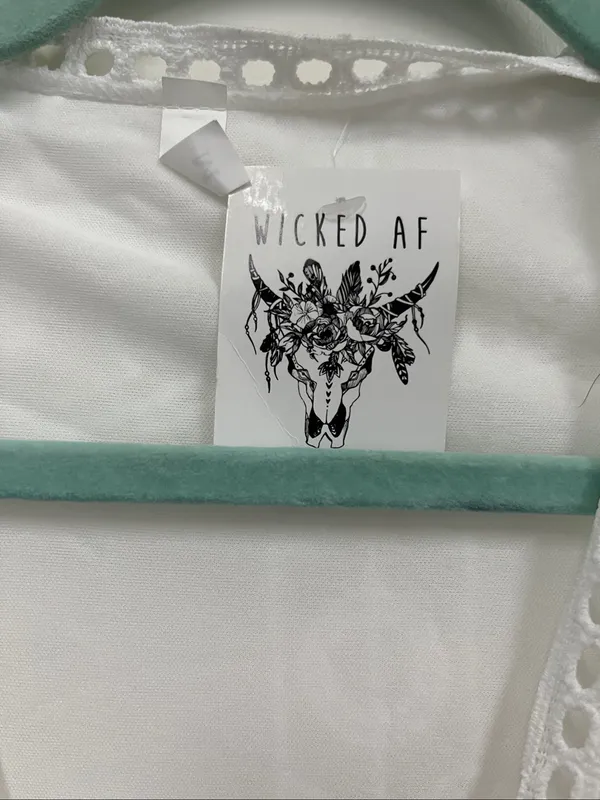 New with tags Wicked AF White Sheer Dress with Embroidered Trim Size M - Image 3