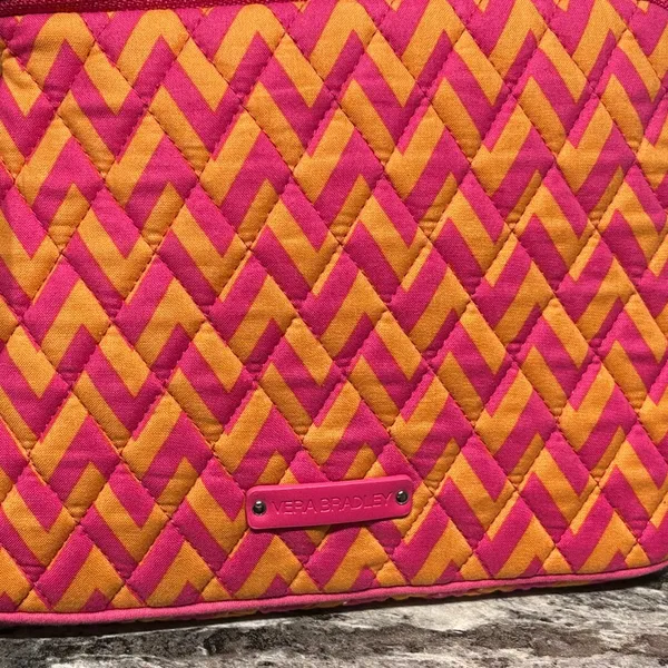 Vera Bradley Pink and Orange Cosmetic Bag with Quilted Design - Image 9