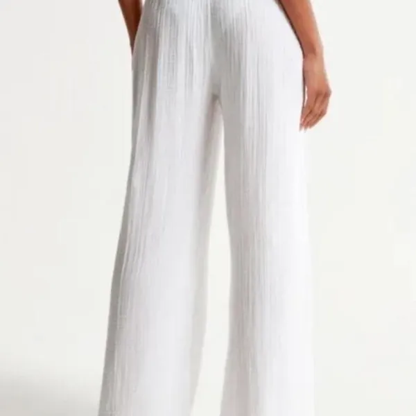 White linen pants with tie waist - Image 4
