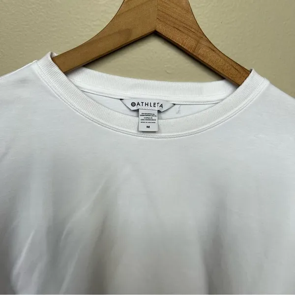 Athleta Mixed Media Long Sleeve White Pullover Sweatshirt Crew Neck Size Medium - Image 3