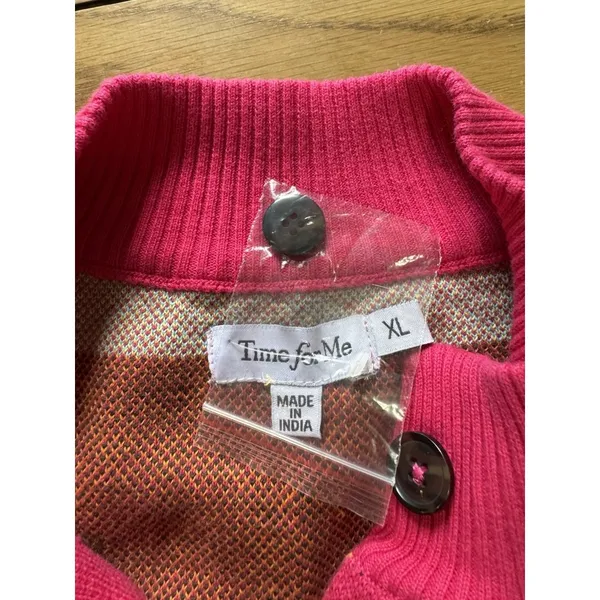 Time For Me Cardigan Women‎ Sweater Sz XL Button Down Aztec Cotton Knit Colorful - Image 9